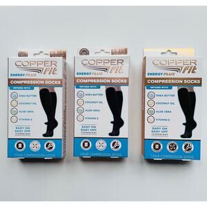 3 Pair Copper Fit Energy Plus Compression Socks Size S/M NEW